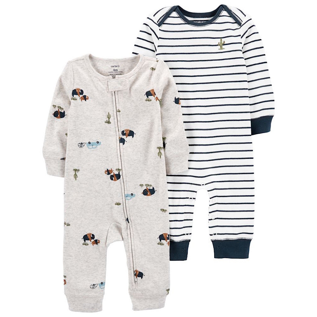 Set de 2 rompers Carter's gris para bebito - JORHELITOS - JORHELITOS