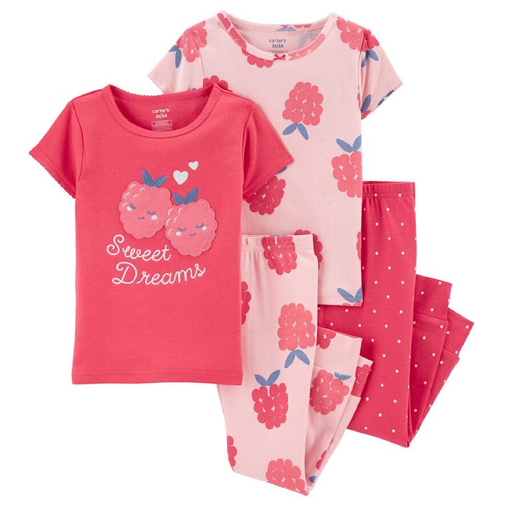 Set de pijama Carter’s 4 piezas frambuesas bebita - JORHELITOS - JORHELITOS