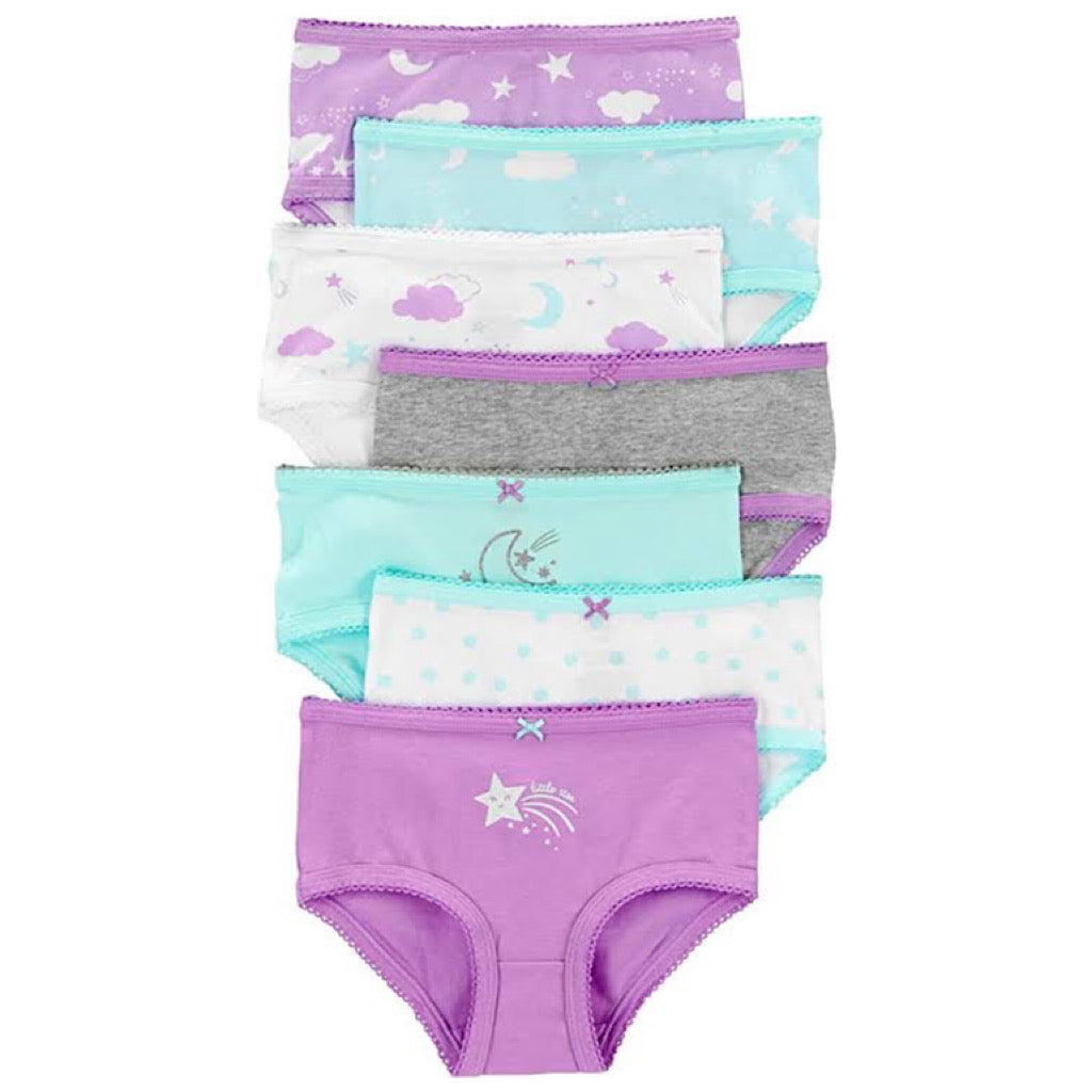 Set de 7 pantaletas Carter’s luna y estrella para niña - JORHELITOS - JORHELITOS