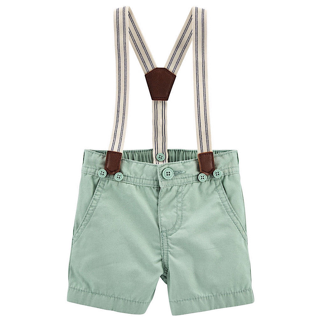 Short Oshkosh con tirantes verde menta bebito - JORHELITOS - JORHELITOS