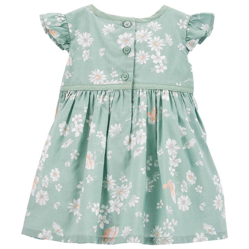 Vestido Oshkosh menta floral y mariposas bebita - JORHELITOS - JORHELITOS