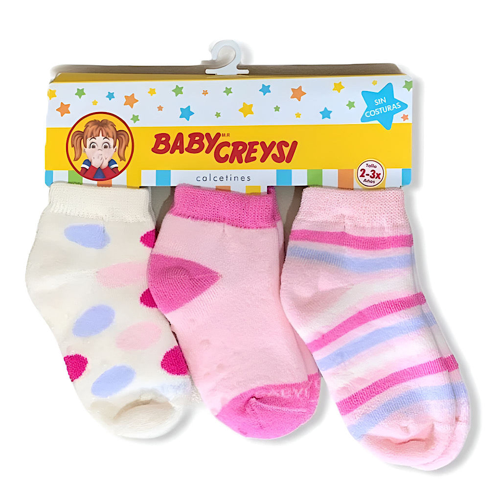 Set 3 pares calcetines Baby Creysi multicolor para bebita - JORHELITOS - JORHELITOS