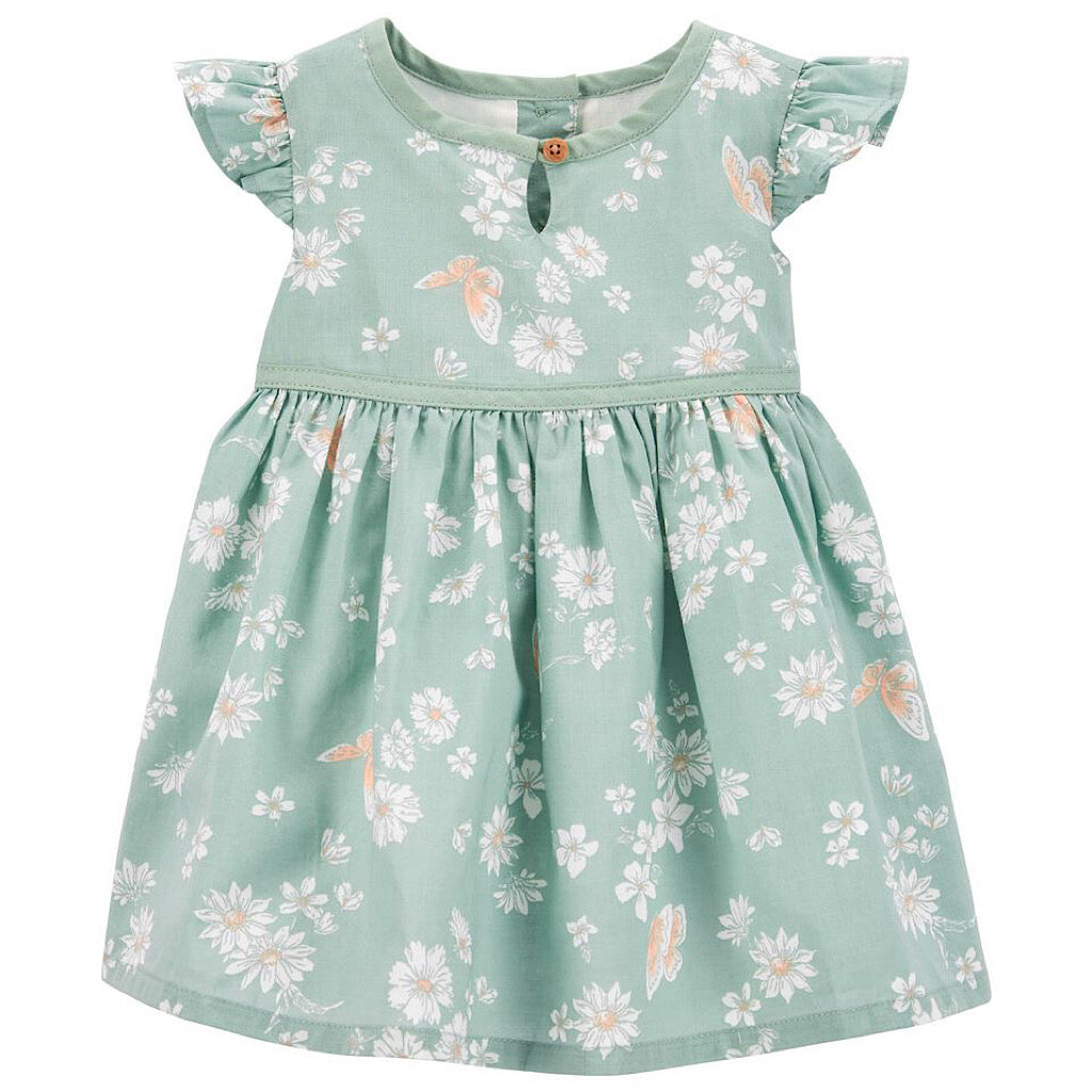 Vestido Oshkosh menta floral y mariposas bebita - JORHELITOS - JORHELITOS