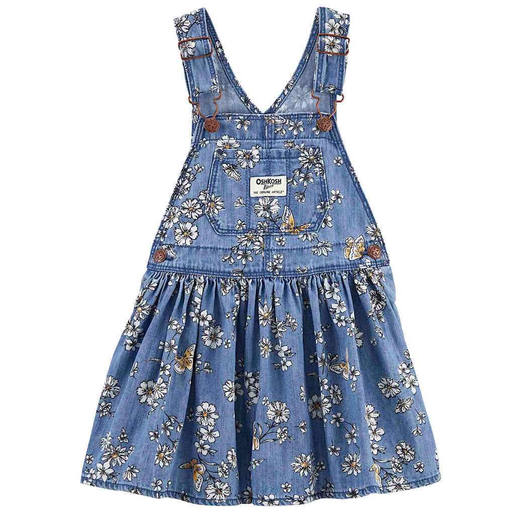 Vestido de mezclilla Oshkosh con flores niña preescolar - JORHELITOS - JORHELITOS